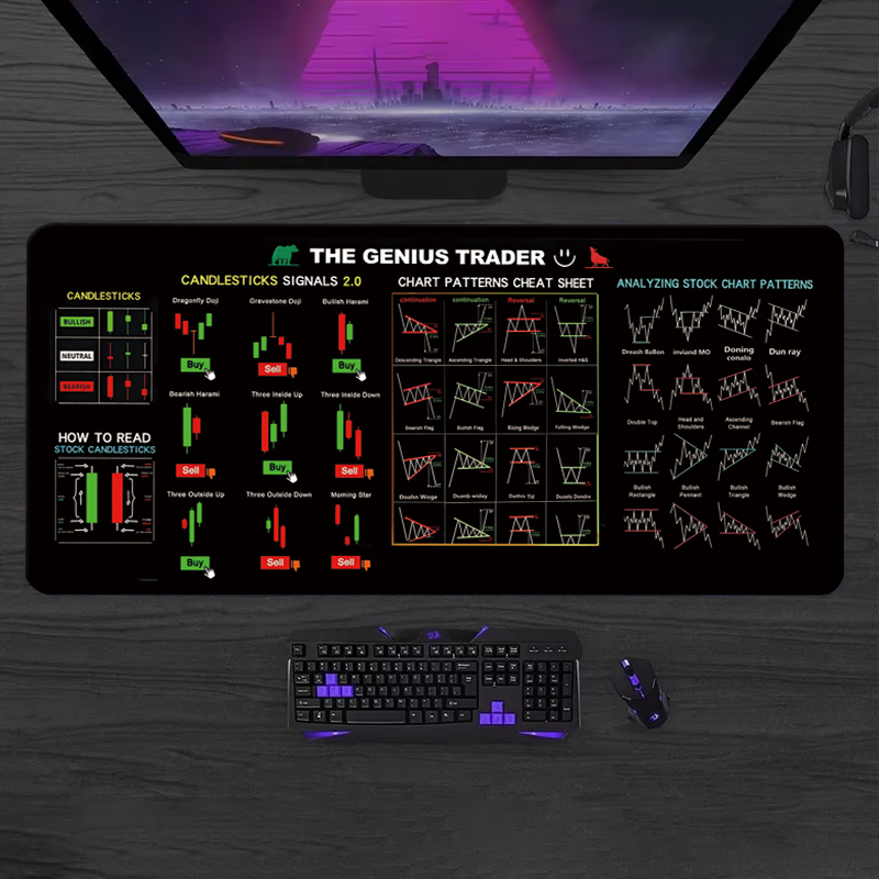 Desk Setup Carpet - EXCO Stock Market Trader Leather Mouse