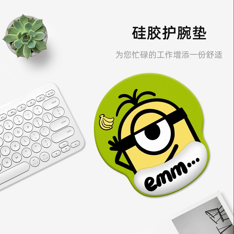 Desk Setup Carpet - Minions cartoon cute wristband mouse pad