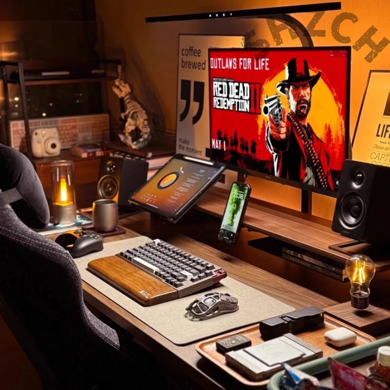 Desk Setup Laptop And Monitor - Modular Walnut Monitor Stand for Ergonomic