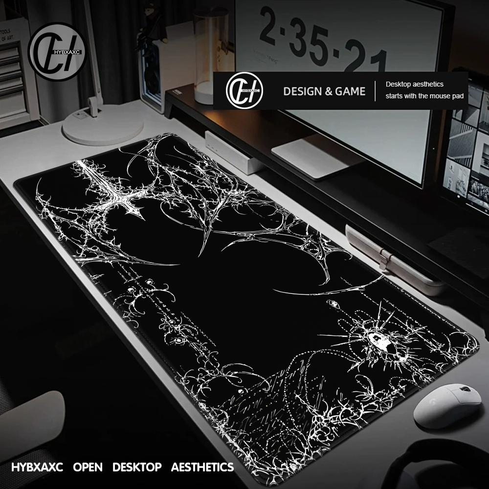 Black White Cybersigilism Desk - огляд і ціна Desk Setup Accessories Aesthetic