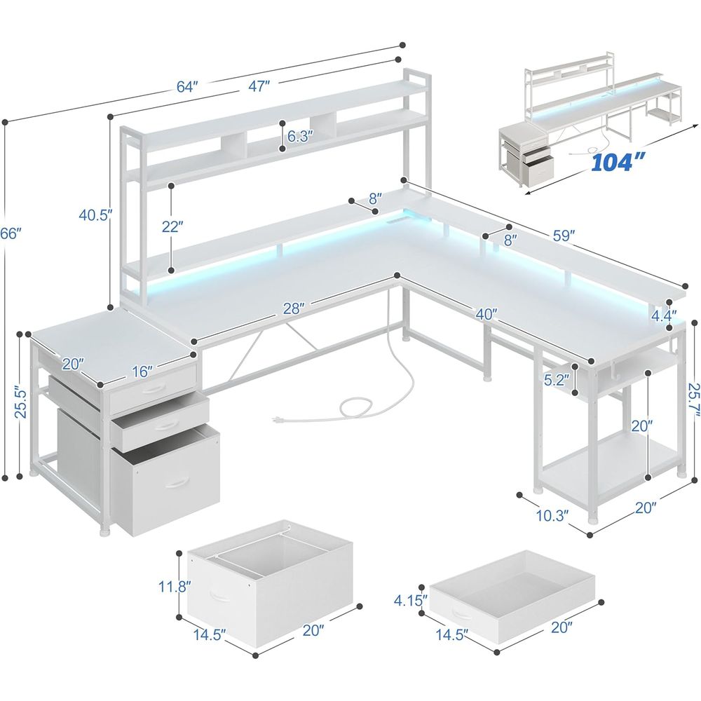 104-inch L-Shaped Desk for Dua - огляд і ціна Desk Setup Dual Monitor