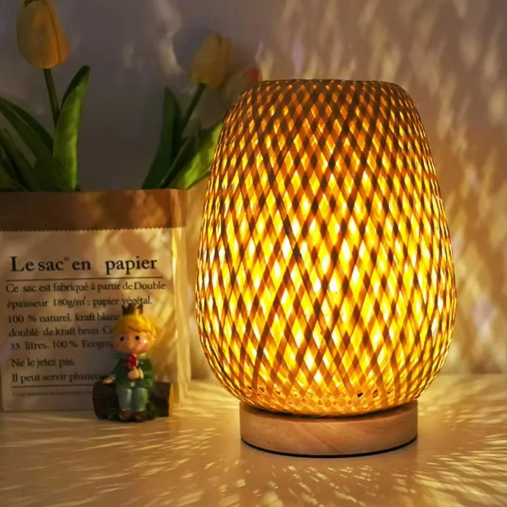 Bamboo Woven lamp Simple Bedro - огляд і ціна Desk Setup Study