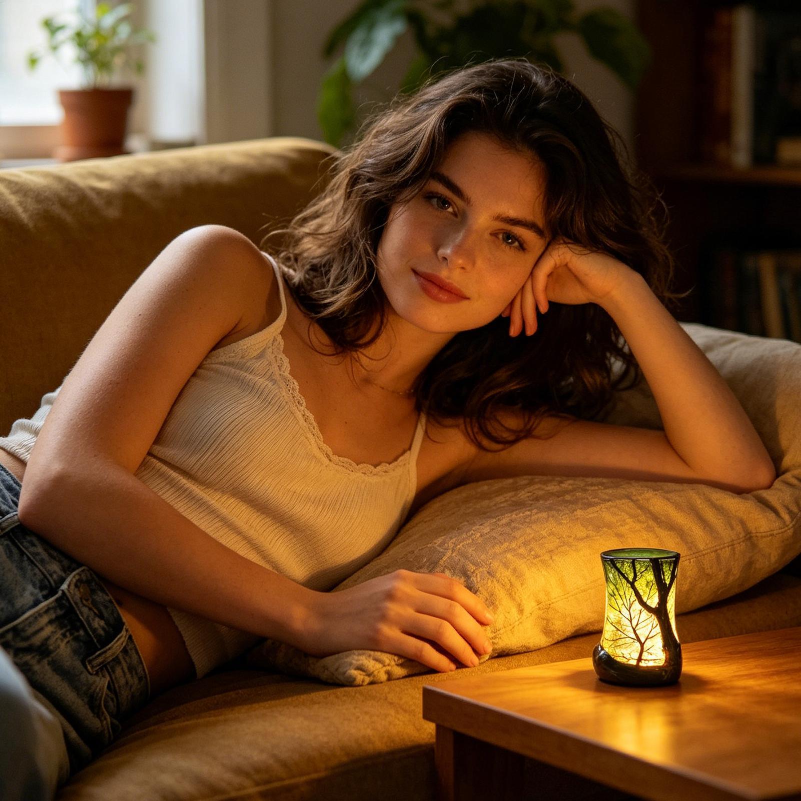 Bedside Table Lamp Forest Nigh - огляд і ціна Desk Setup Decor