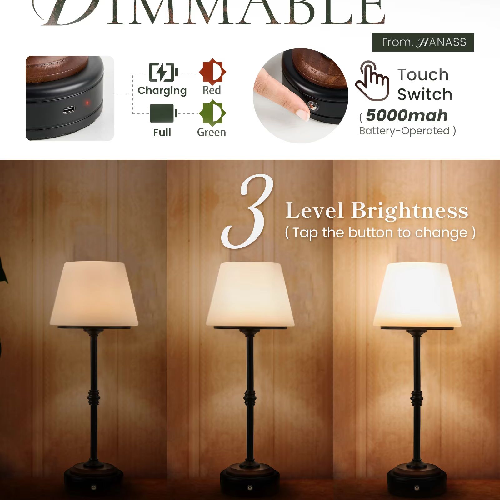 Cordless Table Lamps Set of  5 - огляд і ціна Desk Setup Study