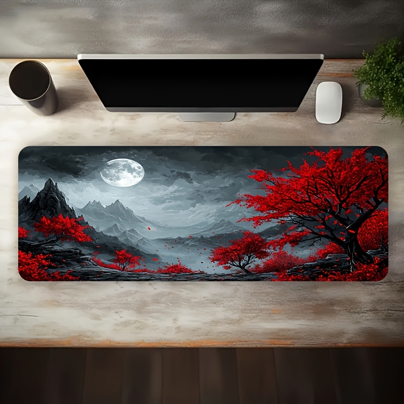 Red Tree Moon Landscape Extend - огляд і ціна Desk Setup Red