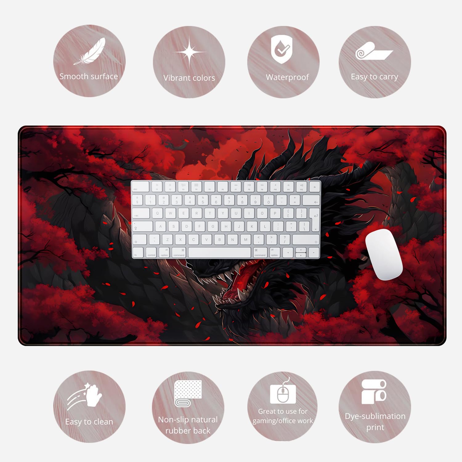 Huge Dragon Large Mouse Pad Co - огляд і ціна Desk Setup Red