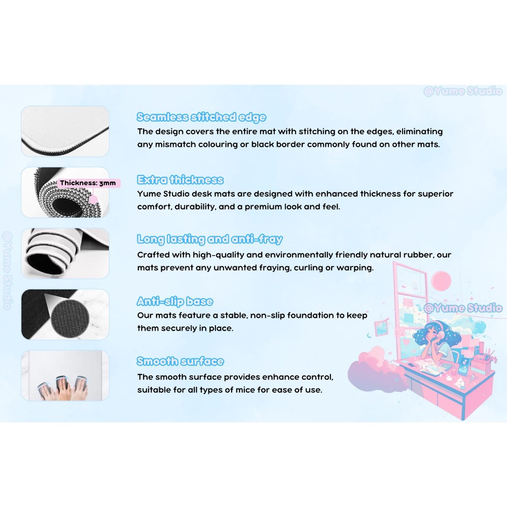 Aesthetic Pastel Desk Mat for  - огляд і ціна Desk Setup Accessories Aesthetic