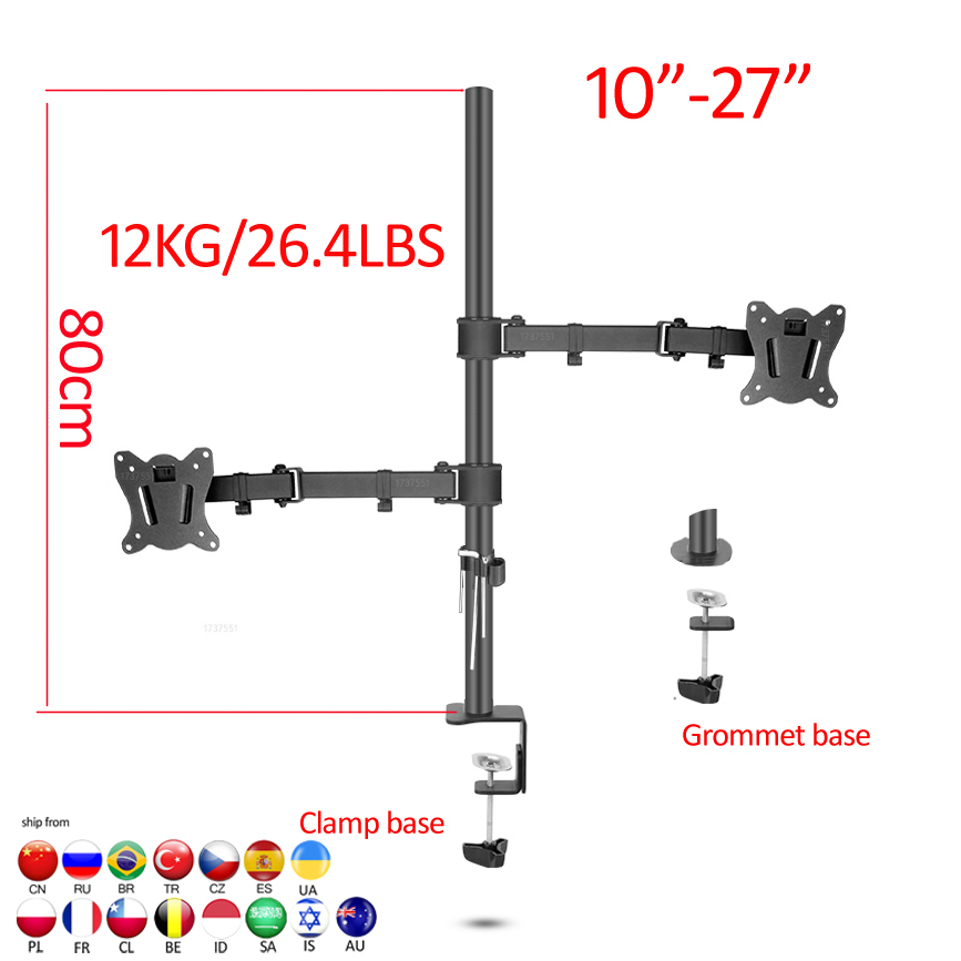 (80cm) DL-T902-280II Full Moti - огляд і ціна Dual Monitor Desk Setup