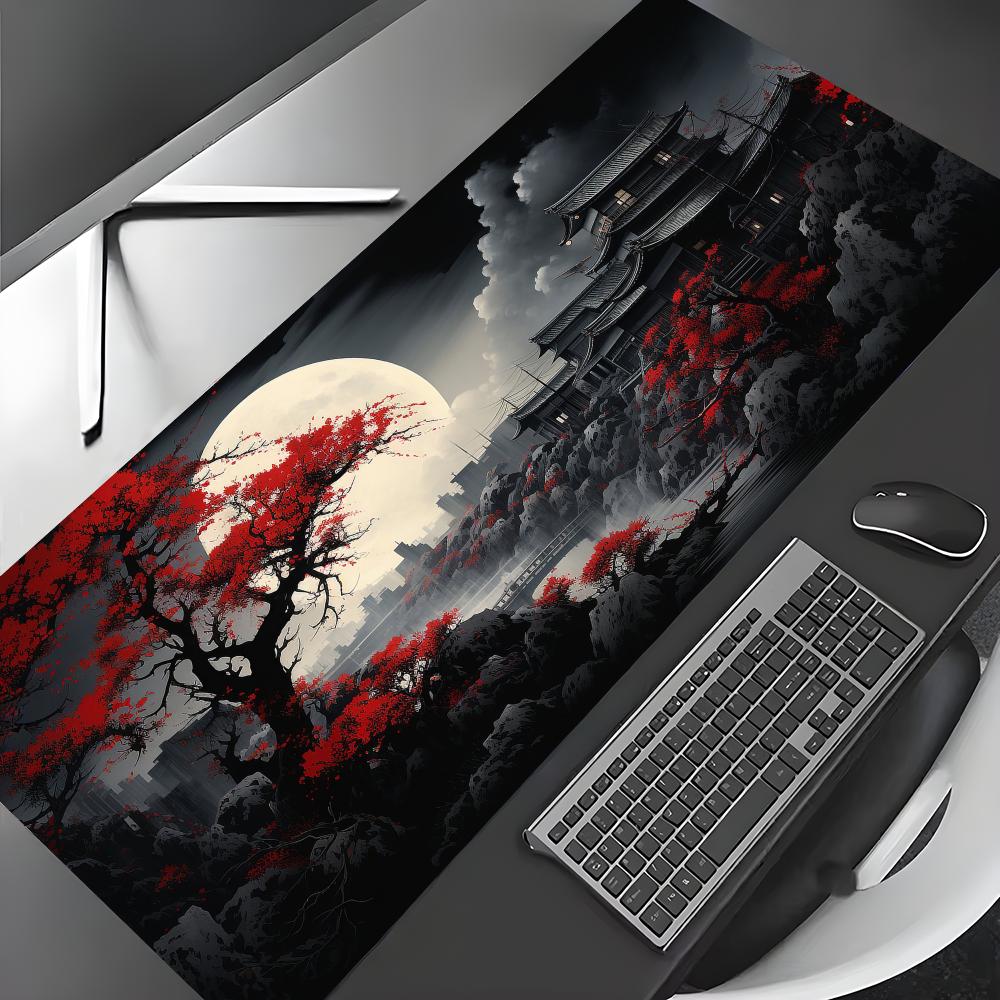 Red and Black Art Landscapes L - огляд і ціна Desk Setup Red