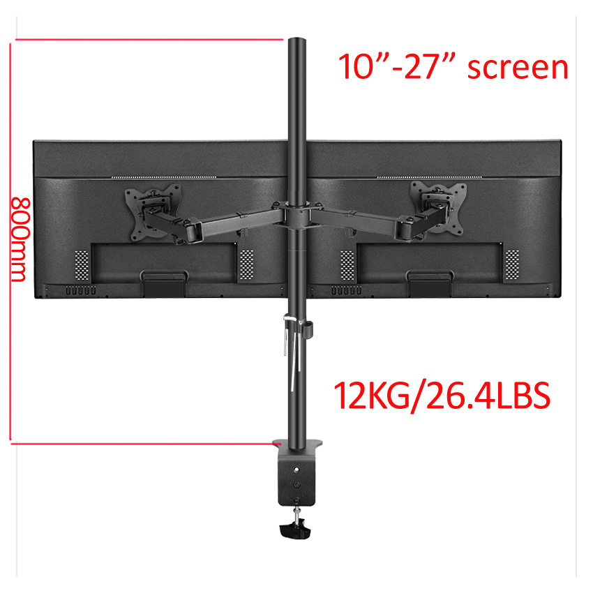 T902-280 360 Rotate Steel 10'- - огляд і ціна Dual Monitor Desk Setup