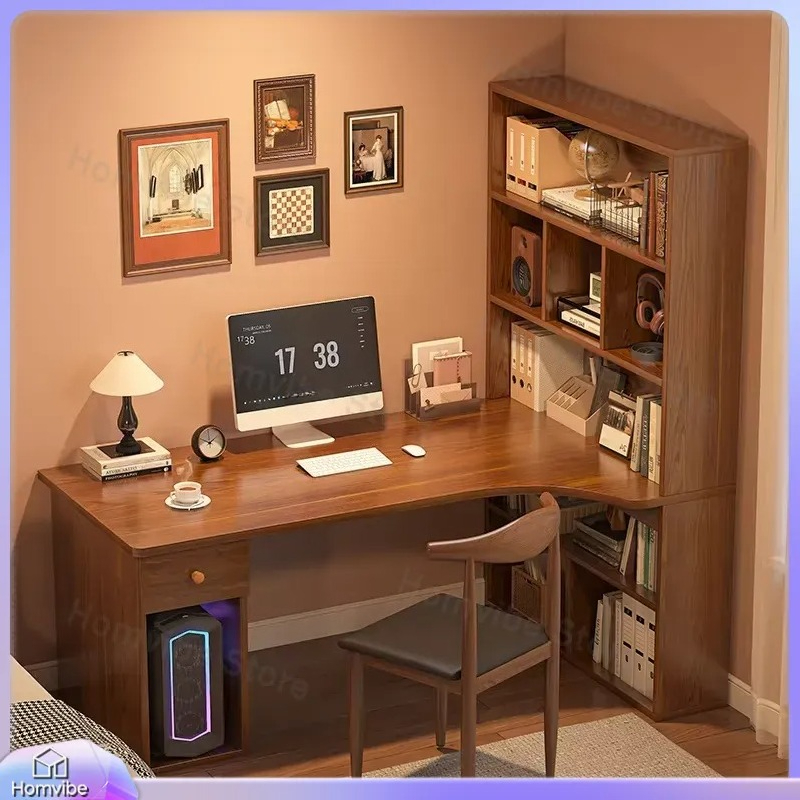 L Shaped Computer Desk with Bo - огляд і ціна Desk Setup Dual Monitor