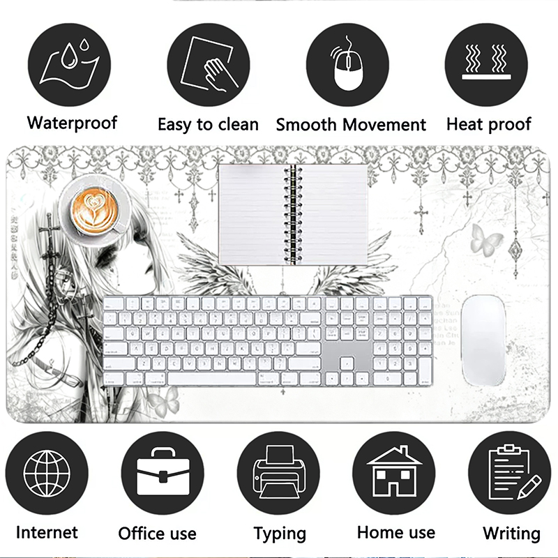 Leather Mousepad Black White A - огляд і ціна Desk Setup Carpet