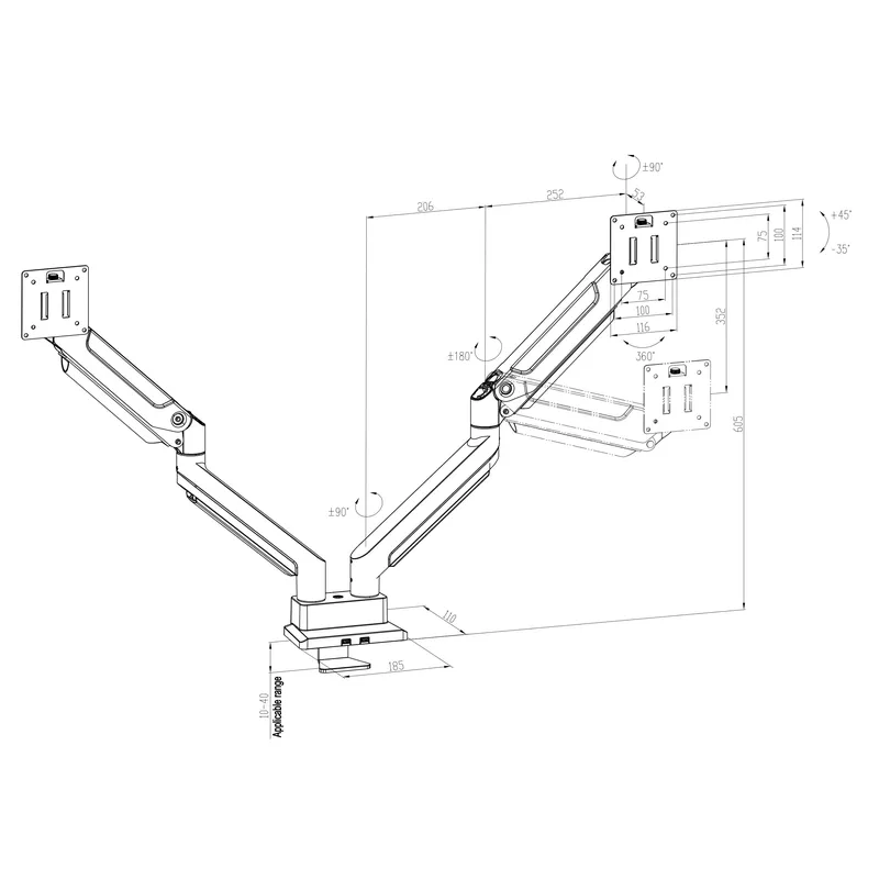 Dual Arm Monitor Mount Heavy D - огляд і ціна Desk Setup Dual Monitor